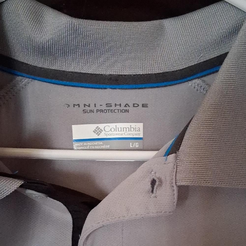 Columbia Light Gray Polo with Blue Trim